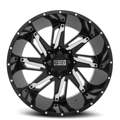 Aluminum Wheels 22x12 Wraith T-23 Black Milled 5 On 114.3/5 On 127 Bolt Pattern -44 Offset Twisted Off-Road