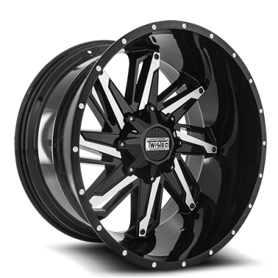 Aluminum Wheels 20x9 Raptor T-24 Black Milled 5 On 114.3/5 On 127 Bolt Pattern -12 Offset Twisted Off-Road