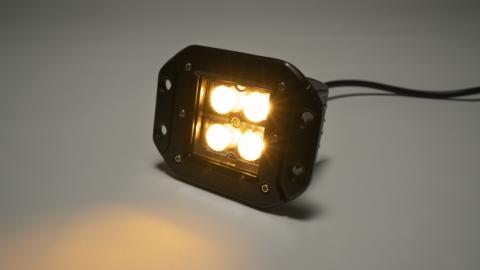 2 Inch Square Cree LED Flood Flush Mount Light Single Unit Chrome Series Amber/White Includes Hardware Harness Sold Separately Top Gun Customz