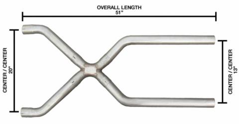 Exhaust X-Pipe Kit Intermediate Pipe 2.5 in Hardware Incl Polished 304 Stainless Steel Pypes Exhaust