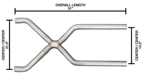 Exhaust X-Pipe Kit Intermediate Pipe 3.5 in Crossover Hardware Incl Natural 409 Stainless Steel Pypes Exhaust
