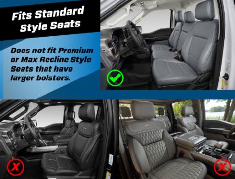Front Seat Covers for 2021-Present Ford F150, 2023-Present Super Duty with Standard Seats, Black with Red Stitch PRP Seats