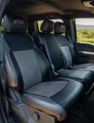 Front Seat Covers for 2021-Present Ford F150, 2023-Present Super Duty with Standard Seats, Black with Red Stitch PRP Seats