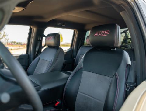 Front Seat Covers for 2021-Present Ford F150, 2023-Present Super Duty with Standard Seats, Black with Red Stitch PRP Seats