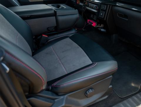 Front Seat Covers for 2021-Present Ford F150, 2023-Present Super Duty with Standard Seats, Black with Red Stitch PRP Seats