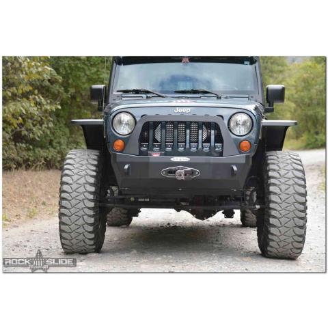 Jeep JK Shorty Front Bumper For 07-18 Wrangler JK Complete With Winch Plate Rigid Series Rock Slide Engineering