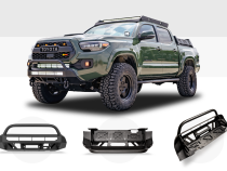 16-Up Tacoma Stealth Bumper 32 Inch LED Bar Combo Beam Bumper Light Bar-Blue-Tall No 2nd LED Bar No Winch No D-Ring Cali Raised LED
