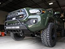16-Up Tacoma Stealth Bumper 32 Inch LED Bar Combo Beam Bumper Light Bar-Blue-Tall No 2nd LED Bar No Winch No D-Ring Cali Raised LED