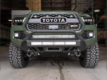16-Up Tacoma Stealth Bumper 32 Inch LED Bar Combo Beam Bumper Light Bar-Blue-Tall No 2nd LED Bar No Winch No D-Ring Cali Raised LED
