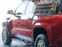 Step Edition Rock Slider For 24-Present Toyota Tacoma/Double Cab Short Bed W/ Kick Out/No Filler Plate/Powdercoat Cali Raised LED