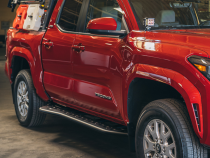 Step Edition Rock Slider For 24-Present Toyota Tacoma/Double Cab Short Bed W/ No Kick Out/No Filler Plate/Raw Steel Cali Raised LED