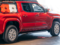 Step Edition Rock Slider For 24-Present Toyota Tacoma/Double Cab Short Bed W/ No Kick Out/No Filler Plate/Raw Steel Cali Raised LED