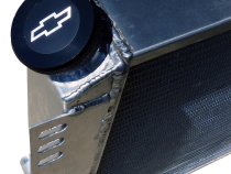 Twist-On RaDiametertor Cap Chevrolet Bowtie Emblem Black Anodized Billet Aluminum Chevrolet Performance Parts