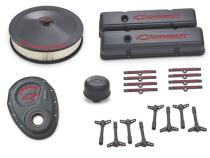 Engine Dress-Up Kit Shark Gray Red Emblems Fits SB Chevrolet Gen 1 V8 Engines Proform