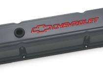 Engine Valve Covers Stamped Steel Tall Shark Gray Bowtie Logo Fits SB Chevrolet Proform