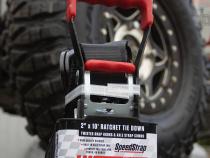 2 Inch x 10' Ratchet Tie Down w/ Twisted Snap Hooks and Axle Strap Combo Black SpeedStrap
