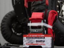 2 Inch x 10' Ratchet Tie Down w/ Twisted Snap Hooks and Axle Strap Combo Red SpeedStrap
