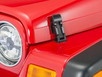 Jeep CJ/YJ Hood Catch Pair TJ Style 42-95 CJ and Wrangler YJ Powdercoat Black Kentrol