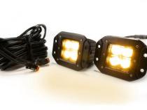 2.0 Inch Square Flush Mount Cree LED Lights Pair Chrome Series White/Amber W/Harness 79903 Southern Truck Lifts
