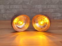 1969 Chevrolet Camaro Black Billet Front Parking Lamps with Revive 1157 Amber LEDs w/ HDR Switchback Halos Dapper Lighting