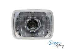 Chrome 6x7 Inch V1 Projector Headlamp with Chrome Shroud with Halogen Bulbs Dapper Lighting