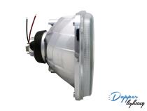 Chrome 6x7 Inch V1 Projector Headlamp with Chrome Shroud with Halogen Bulbs Dapper Lighting