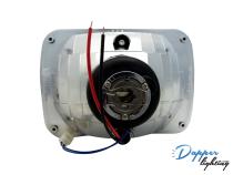 Chrome 6x7 Inch V1 Projector Headlamp with Chrome Shroud with Halogen Bulbs Dapper Lighting
