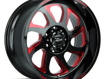 Aluminum Wheels 20x10 M22 GBMLR Series Milled Gloss Black/Candy Red 5 On 127 Bolt Pattern -19 Offset Off Road Monster