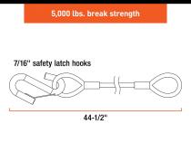 Curt Towing Safety Cable Kit (44 1/2 Inch Long w/ 2 Snap Hooks 5000 lbs. 2-Pack) RockJock 4X4