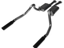 Cat Back Exhaust System 98-04 Mustang V6 Split Rear Dual Exit 2.5 in Intermediate Pipe And Tailpipe Street Pro Muffler/Hardware/3 in Black Tips Incl Natural 409 Stainless Steel Pypes Exhaust