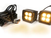 2 Inch Square Cube Cree LED Lights Pair Black Series White/Amber With Harness 79903 Top Gun Customz