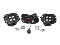 3 Inch Square Flush Mount Cree Flood Beam LED Lights Pair Black Series With Harness 79903 Top Gun Customz