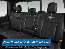 Rear Bench Seat Covers for 2021-Present Ford F150, 2023-Present Super Duty, Black with Red Stitch PRP Seats