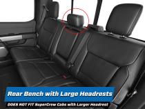 Rear Bench Seat Covers for 2021-Present Ford F150, 2023-Present Super Duty, Black with Red Stitch PRP Seats