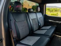 Rear Bench Seat Covers for 2021-Present Ford F150, 2023-Present Super Duty, Black with Red Stitch PRP Seats