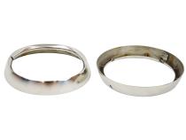 Jeep CJ Headlight Bezels Pair 72-86 CJ Polished Silver Kentrol