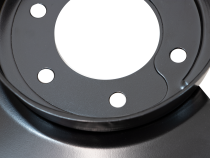 Jeep CJ Disc Brake Dust Cover for 76-78 Jeep CJ Black Powdercoat Stainless Kentrol