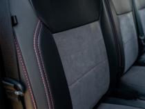 Rear Bench Seat Covers for 2021-Present Ford F150, 2023-Present Super Duty, Black with Red Stitch PRP Seats